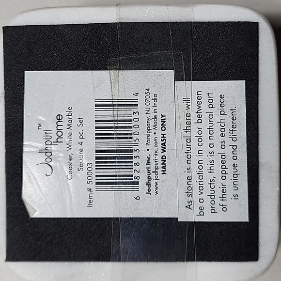 White Marble Coasters Square 4 pc Set 4 x 4 in NEW - Picture 3 of 3